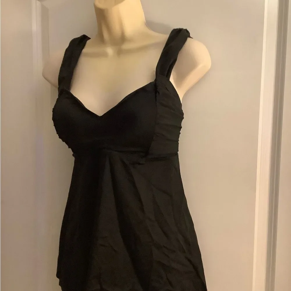 Kim Gravel Black Sweetheart Tankini Swimsuit Sz 10 New
